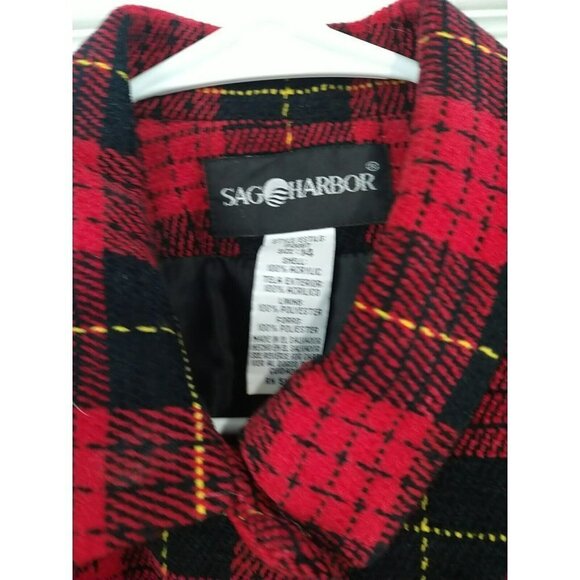 SAG Harbor Collared Front Button Red Plaid Jacket Size 14 - Picture 11 of 14